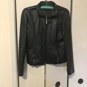 Isaac Mizrahi Ladies Black Leather Jacket Size Medium